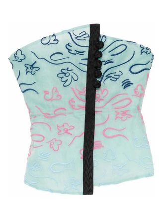 Emporio Armani Embroidered Strapless Top