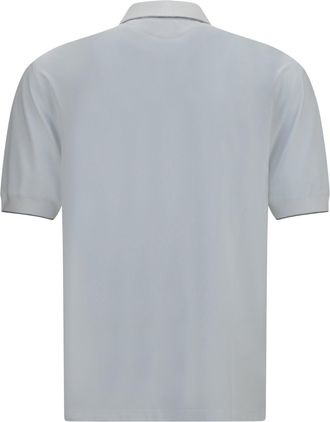 Brunello Cucinelli Mens Polo With Crest Bianco+acciaio Shirts T-shirts And Polos
