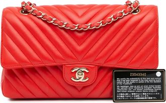 Chanel Hobo Bags - 2016-2017 Medium Classic Chevron Lambskin Double F - Gr. unisize - in Rot - für Damen