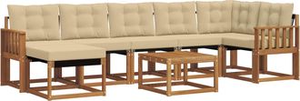 vidaXL Conjunto De Sof&aacute;s De Exterior 8 Uds. Natural Y Beige Vidaxl