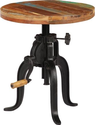vidaXL Mesa Auxiliar Madera Reciclada Y Hierro Fundido 45x(45-62) Cm Vidaxl