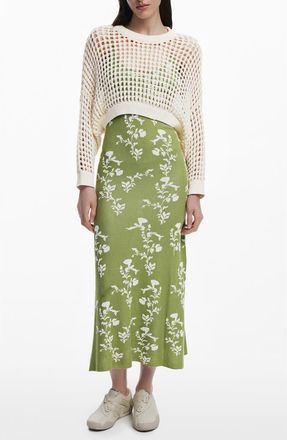 Desigual Floral Knit Maxi Dress & Open Stitch Long Sleeve Sweater Set in Green at Nordstrom, Size X-Large
