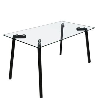 Home Heavenly Mesa comedor de cristal 140x80 cm patas metal negras