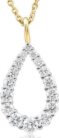 Pompeii3 1/2Ct Pear Shape Lab Grown Diamond Pendant 10k White or Yellow Gold Necklace