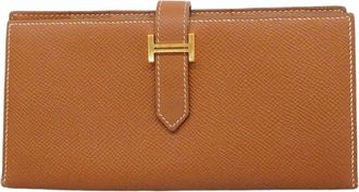 Herm&egrave;s Gold Epsom Leather Long Wallet (Bi-Fold) (Pre-Owned)