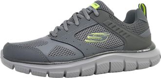 Skechers Mens Track - Syntac Sneaker, Charcoal Leather Mesh Trim, 7.5 UK
