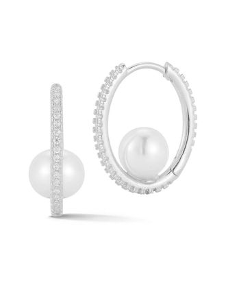 Sphera Milano Silver 7.8mmmm Pearl CZ Hoops
