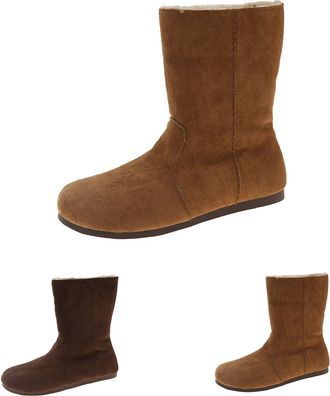 Generic Slip On Snow Boots for Women Winter Retro Lamb Short Boots Warm Fur Lined Shoes Womens Thickened Thermal Ankle Boot Outdoor Non Slip Comfortable Mid C