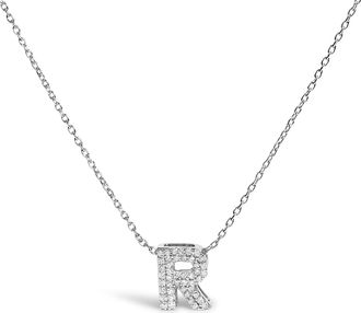 House of Brilliance 10K Gold Diamond Accent A-Z Initial Bubble Pendant Necklace