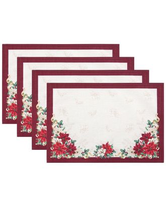 Elrene Set Of 4 Poinsettia Garlands Engineered Placemats