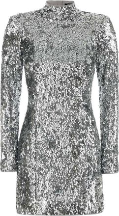 Balmain Silver Mock Collar Mini Dress