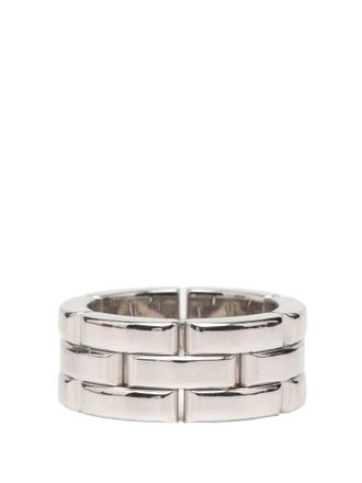 Cartier 2000-2015 18K White Gold Triple Row Maillon Panth&egrave;re ring - Silver