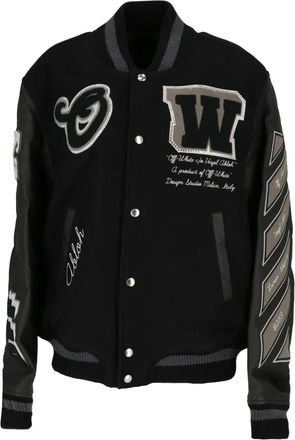 Off-white Jack met applicatie op de mouw - Zwart