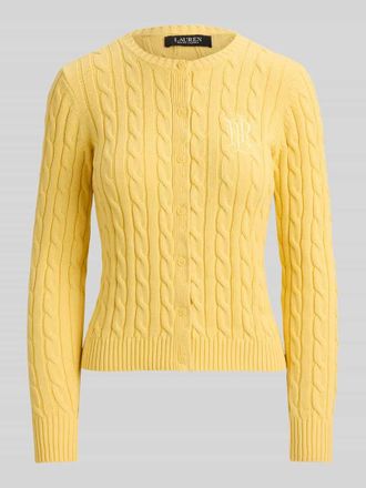 Lauren Ralph Lauren Slim Fit Strickjacke aus reiner Baumwolle in Hellgelb, Gr&ouml;&szlig;e XL
