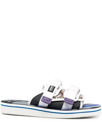 Suicoke double touch-strap panelled slides - unisex - Nylon/Viscose/Rubber/Rubber - 5 - White
