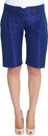 Ermanno Scervino Geplooide Bermuda Shorts - Dames - Korte Broeken - Blauw - XS - Polyester - Korte Broeken