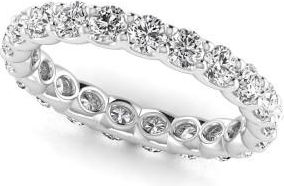 Allurez Round Cut Lab Grown Diamonds Eternity Ring Wedding Band 14K White Gold (1.89ct)