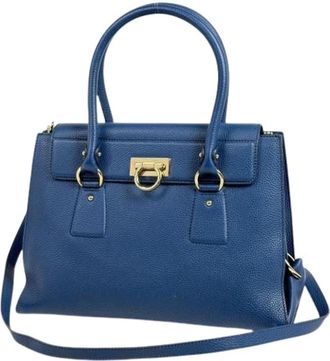 Ferragamo Pre-owned Gancini Handbag - Dames - Vintage Handtas - Blauw - ONE Size - Leer - Vintage