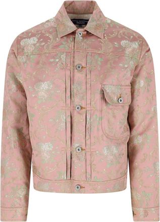 Junya Watanabe Pink Floral Jacquard Damask Cropped Jacket