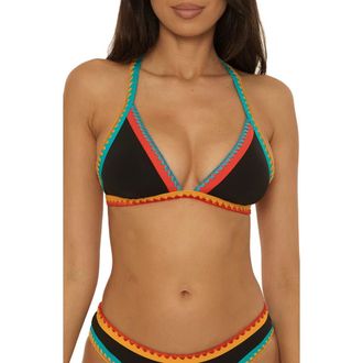 Lucky Brand Avila Halter Bikini Top in Black at Nordstrom, Size Medium