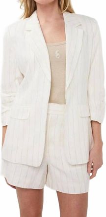Esqualo Striped Linen Blazer In White