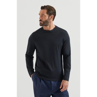 Brunello Cucinelli Cotton jersey long sleeve crew neck T-shirt in Navy Blue at Nordstrom, Size Xxx-Large