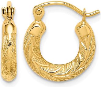 Diamond2Deal 10k Yellow Gold Round Shape Fancy Small Hoop Earrings