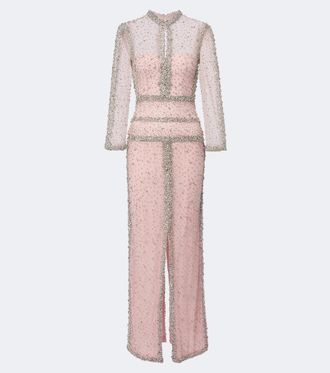 Costarellos Belina embellished tulle gown