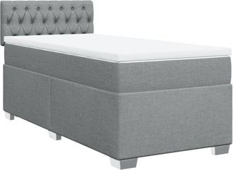 vidaXL Cama Box Spring Con Colch&oacute;n Tela Gris Claro 90x200 Cm Vidaxl