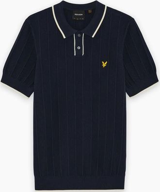 Lyle & Scott Mens Lyle & Scott Tipped Pique Knitted Polo DARK NAVY - Size: 44