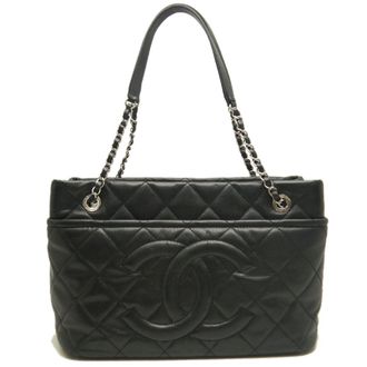 Chanel Matelasse Black Grained Calfskin Tote Bag (Pre-Owned)