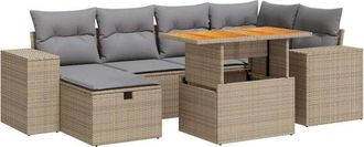 vidaXL Vidaxl - Set Sof&aacute;s Jard&iacute;n Y Cojines 8 Pzas Rat&aacute;n Sint&eacute;tico Acacia Beige