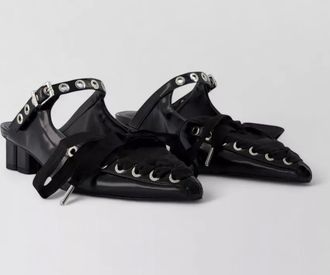 Ganni pointed-toe lace-up mules