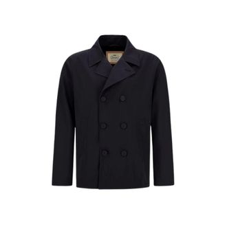 Herno Double-Breasted Coats, male, Blue, Size: XL Pea Coat in Dean