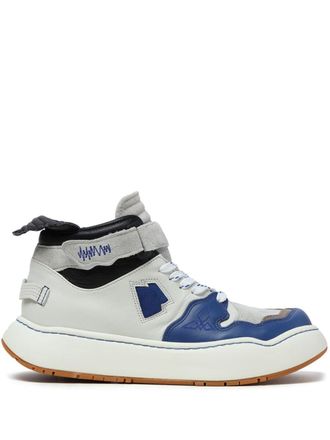Ader Error panelled touch-strap high-top sneakers - women - Leather - 43 - Blue