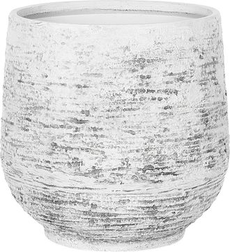 Beliani Maceta De Fibra De Arcilla Gris Claro 53 X 53 X 54 Cm Para Exterior Resistente A La Intemperie Dioni