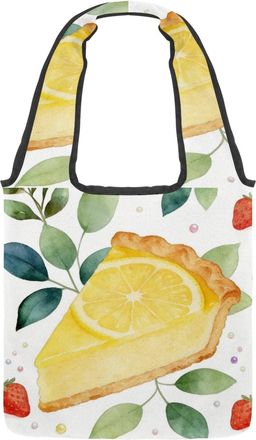Generic Lemon Meringue Dream Reversible Canvas Shoulder Tote - Double-Sided Print, 12oz Cotton, 27cm Drop, Fold-Flat Bag for Travel, Shopping, Street Outings