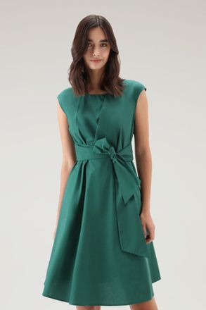 Woolrich Damen Midikleid aus reiner Baumwollpopeline Grün Größe XL