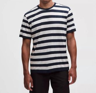 lululemon Metal Vent Tech Relaxed Fit Short Sleeve Shirt In Navy Stripe