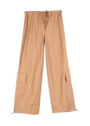 Frankie Shop Elvinne Faux Leather Cargo Pants in Latte Size XS
