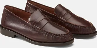 La Redoute Collections Leren loafers met handgestikte bovenzijde