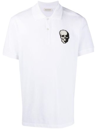 Alexander McQueen skull patch polo shirt - men - Silk/Cotton/Polyester/Viscose - S - White