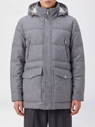 Brunello Cucinelli Parka imbottito in lana con cappuccio amovibile