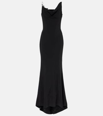 MUGLER Asymmetric crepe gown