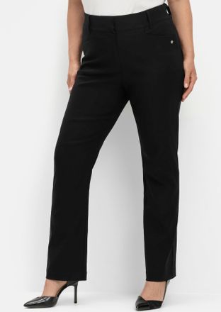 Sheego Webhose SHEEGO, Damen, Gr. 40, Normalgr&ouml;ssen, schwarz, 70% Viskose, 25% Polyamid, 5% Elasthan, unifarben, Hosen Webhose