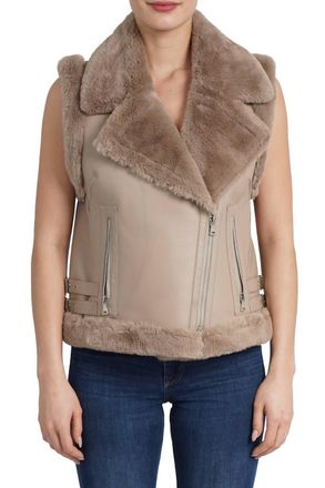 Love Token Zoe Moto Vest In Taupe