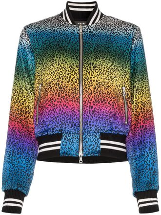 Amiri leopard rainbow bomber jacket - BLACK WHITE
