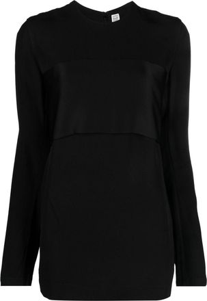Toteme crepe-texture long-sleeved top - women - Fabric - 34 - Black