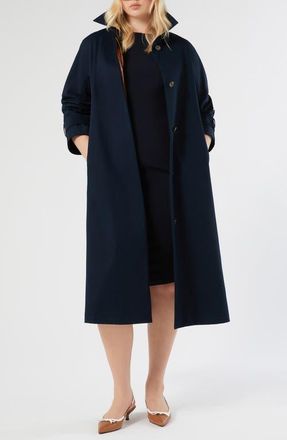 Marina Rinaldi Water Repellent Cotton Gabardine Trench Coat in Midnight Blue at Nordstrom, Size 22W
