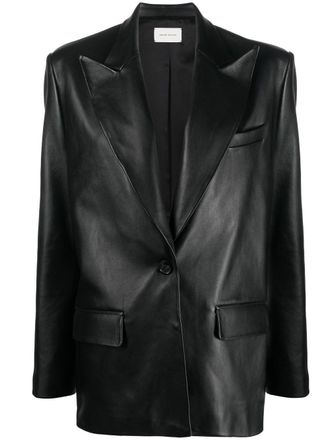 Magda Butrym oversized leather blazer - women - Sheepskin/Viscose - 36 - Black